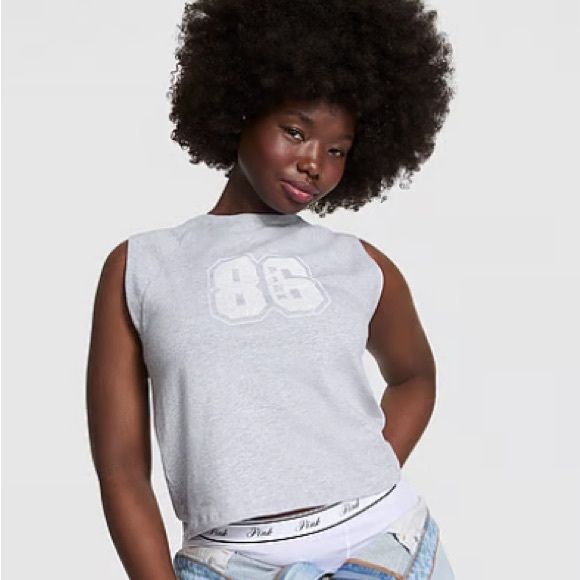 PINK Victoria's Secret Sleeveless Retro Cotton Muscle Tank Top - Picture 4 of 5